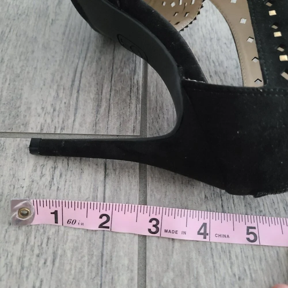 Jennifer Lopez Black Cutout Studded High Heel Sandals Size 8